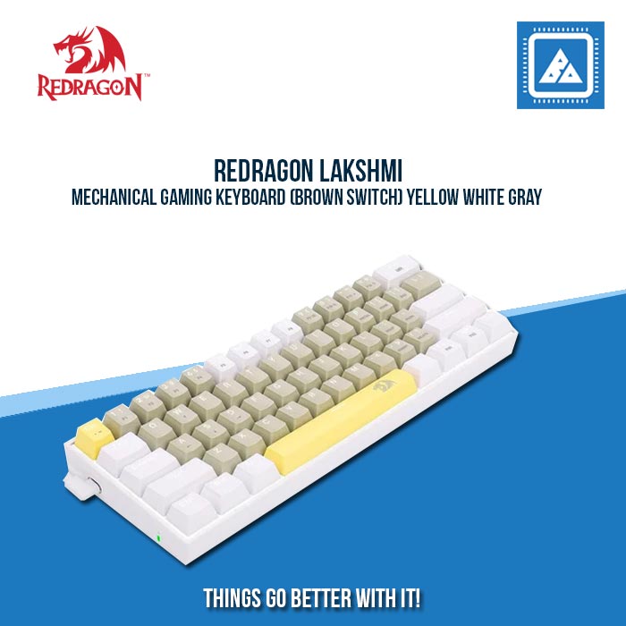 REDRAGON LAKSHMI MECHANICAL GAMING KEYBOARD (BROWN SWITCH) YELLOW WHITE GRAY REDRAGON LAKSHMI MECHANICAL GAMING KEYBOARD (BROWN SWITCH) YELLOW WHITE GRAY